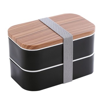 Bento Box Mikrofalowy, szczelny, lekki pojemnik na lunch wielokrotnego użytku, 2 czarne