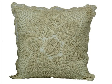 Poszewka szydełkowa 40x40 beżowa 100% bawełna