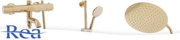 Душевой набор Lungo с золотым термостатом