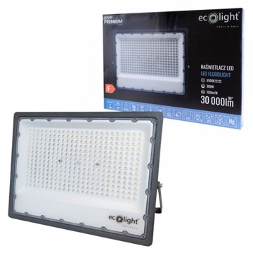 Naświetlacz halogen LED 300W 6500K 30000lm IP65 PREMIUM roboczy regulowany