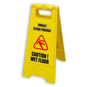 Tablica ostrzegawcza, potykacz - UWAGA ŚLISKA PODŁOGA - CAUTION! WET FLOOR