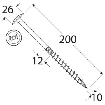 Столярные винты с головкой 10x200 TORX 50шт