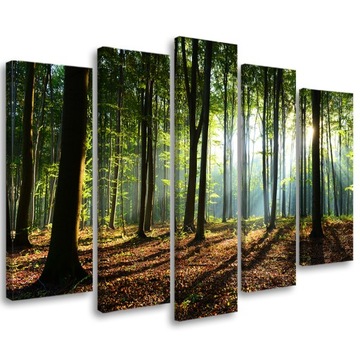 OBRAZ TRYPTYK Las Zielony Natura 150x100