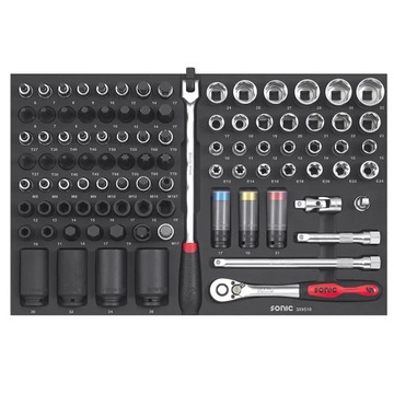 Тележка для инструментов SONIC S9 Workshop, 429 элементов, 8 ящиков с аксессуарами