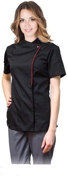 BLUZA KUCHARSKA OCHRONNA - REIS - STRETTO M CZARNO-CIEMNOCZERWONY