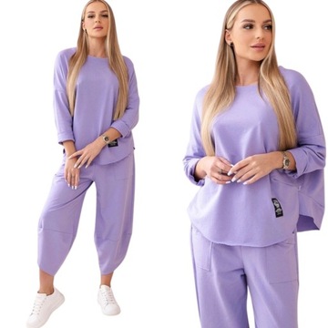 Komplet bawełniany bluza plus spodnie oversize Moda Włoska