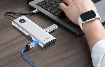 АДАПТЕР-концентратор ORICO USB-C 3.0 3X USB HDMI VGA РАЗЪЕМ RJ45 LAN SD USB-C