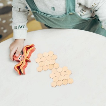 ПОДЕЛКИ СДЕЛАЙ САМ ПАЗЛ УКРАШЕНИЯ ДЕРЕВЯННЫЕ УКРАШЕНИЯ ЖИВОТНЫЕ ШЕСТИГРАННЫЙ БЛОК 100 ШТ. БАМБУК