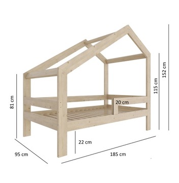ŁÓŻKO DZIECIĘCE DOMEK 180x90 DLA DZIECKA DLA DZIECI + STELAŻ + BARIERKA W3