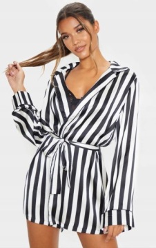 X6G211 ЖЕНСКИЙ АТЛАСНЫЙ ХАЛАТ Prettylittlething PLT S В ПОЛОСКУ S