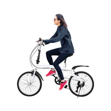 Белый 7-скоростной складной велосипед из углеродистой стали, 20 дюймов.