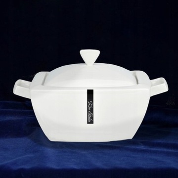 БЕЛЫЙ ФАРФОРОВЫЙ СУП ВАЛЬЗОН ДЛЯ БОРСТОТНОГО БУЛЬЯ, КВАДРАТНЫЙ ПРИЧАСТИЕ 3,8л