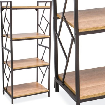 PÓŁKA REGAŁ METALOWY otwarty Loft 140cm na kwiaty książki akcesoria DĄB