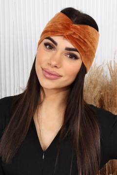OPASKA DAMSKA TURBAN NA GŁOWĘ USZY CIEPŁA RUDA
