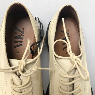 ZARA Buty Derby Gruba Podeszwa Skóra 39 %