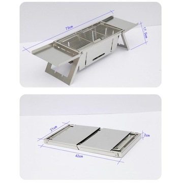 Składany grill Gotowanie na świeżym powietrzu Stal nierdzewna Przenośne drewno 42x21cm