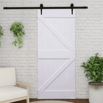 Drzwi wewnętrzne przesuwne 80x210 cm z litego drewna sosnowego, białe, loft