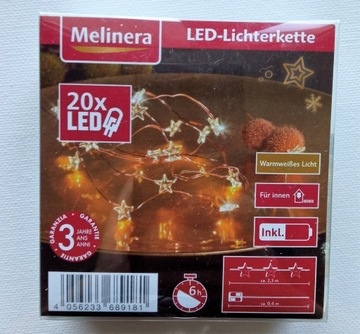 Świąteczne Światełka Łańcuch LAMPKI 20LED GWIAZDKI