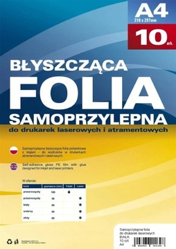 Folia błyszcząca samoprzylepna biała Argo 434011 10 ark.