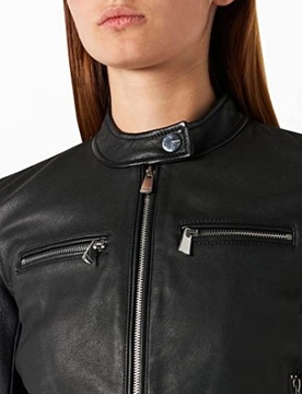 PINKO markowa damska kurtka skórzana Biker jacket Skóra BLACK -40%%% M/IT44