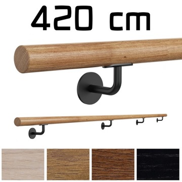 Poręcz ścienna drewniana fi42 420cm dąb lakier kol