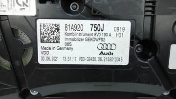 AUDI Q2 81A 2016- PŘÍSTROJOVÁ DESKA BUDÍKY 81A920750J