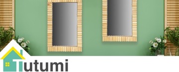 НАСТЕННОЕ ЗЕРКАЛО БОХО БАМБУК, ПРЯМОУГОЛЬНОЕ, 55см НАТУРАЛЬНЫЙ