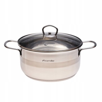 GARNEK Z POKRYWKĄ STALOWY GAZ INDUKCJA KAMILLE 4L