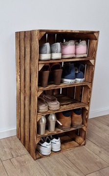 DREWNIANA SKRZYNKA Z 4 PÓŁKAMI, ROZMIAR 75x40x30 CM, KOLOR OPALANY