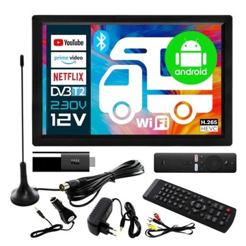 Telewizor SMART Android TV 16 cali WiFi BT USB HDMI DVBT2 230V 12V Netflix