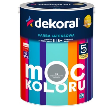 Farba do wnętrz DEKORAL 5L SREBRZYSTA SZAROŚĆ