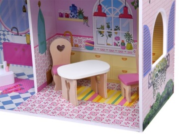 Большой ажурный деревянный дом для кукол + лифт гараж балкон мебель ZA5388