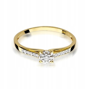 Złoty pierścionek z diamentami 585 GRAWER GRATIS