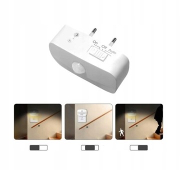 Лампа для контактной розетки с датчиком движения и DUSK SENSOR 3 цвета света