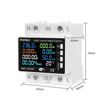 Inteligentny licznik energii prądu watomierz przekaźnik 63A LCD TUYA WiFi