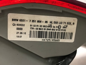 BMW 3 E92 COUPE LCI 09-12 SVĚTLO ZADNÍ PRAVÁ LED EU