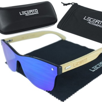 OKULARY PRZECIWSŁONECZNE UV400 DREWNIANE BAMBUSOWE ZESTAW LECERTO