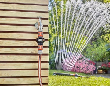 Zraszacz wahadłowy Gardena zasięg 9-250 m. kw. metalowy filtr UŻYWANY