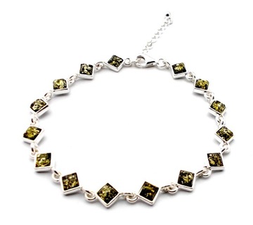 Серебряный янтарный браслет