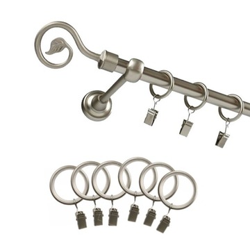 Metalowy karnisz do długiego okna chrom mat 16 mm