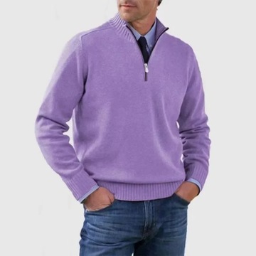 New Fall Long-sleeved V-neck Fleece Zip Men's Casu