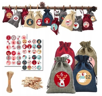 KALENDARZ ADWENTOWY DIY WISZĄCY WORECZKI SZNUREK