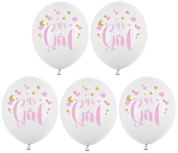 Balony It's a Girl Baby Shower Dziewczynka 5 sztuk