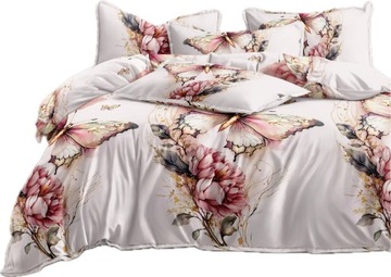 KOMPLET POŚCIEL 200X220 +2 POSZEWKI DWUSTRONNA SATYNA WZORY