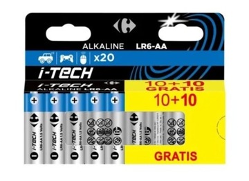 Carrefour i-Tech Baterie alkaliczne AA 10 + 10 g