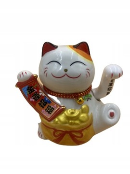 Japoński Kot Maneki-Neko Szczęścia Porcelana 16cm