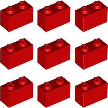 LEGO Klocek Cegła 1x2 Czerwony 3004 300421 - 9szt