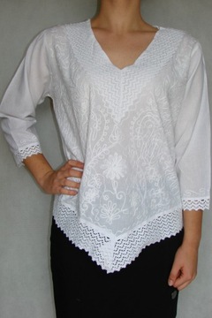 Biała bluzka kobieca galowa bawełna rozmiar - XXL