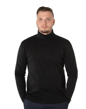 Elegancki Golf Cienki Sweter Męski 100% Bawełniany Półgolf 5347-1 XL czarny