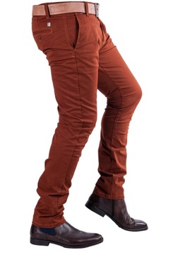 Spodnie męskie rude zwężane chinosy MAURO r. 33